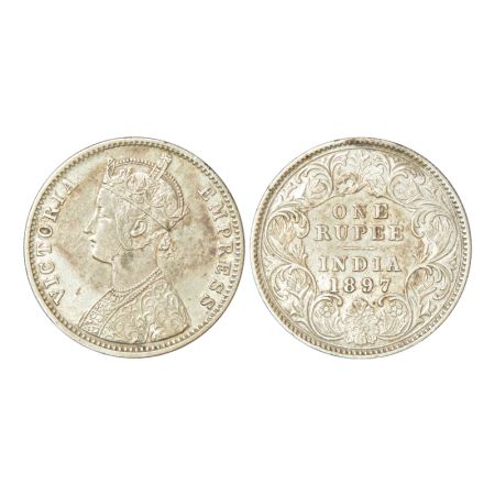 Victoria Empress, silver rupee, 1897, Calcutta mint, C3/I/C incused, PR 136; GK 582. Scrat