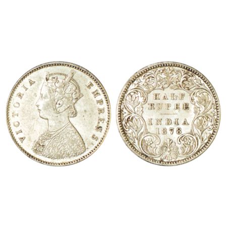 Victoria Empress, silver ½ rupee, 1878, Calcutta mint, A/I/no mm, PR 262. Uncirculated, Ex
