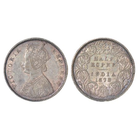 Victoria Empress, silver ½ rupee, 1878, Calcutta mint, A/I/no mm, PR 262. Extremely fine, 
