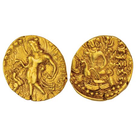 Gupta Empire, gold dinar of Kumara Gupta (c.415-450 AD), 'Karttikeya' type, Altekar variet