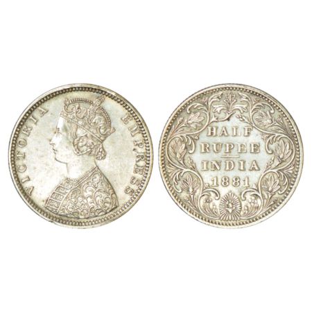 Victoria Empress, silver ½ rupee, 1881, Bombay mint, B2/II/dot, PR 289; GK 615. About extr