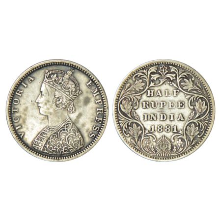 Victoria Empress, silver ½ rupee, 1881, Bombay mint, B2/II/dot, PR 289; GK 615. Very fine,