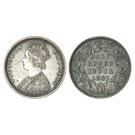 Victoria Empress, silver ½ rupee, 1882, Bombay mint, B2/II/dot, PR 290; GK 618. Minor scra