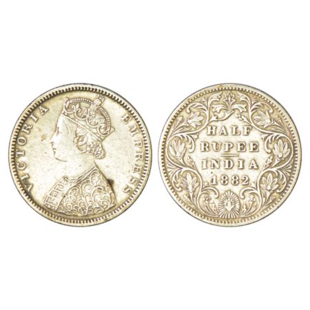 Victoria Empress, silver ½ rupee, 1882, Bombay mint, B2/II/dot, PR 290; GK 618. Very Fine,