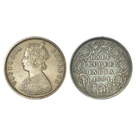 Victoria Empress, silver ½ rupee, 1884, Bombay mint, A/II/no dot, PR 293. Extremely fine, 