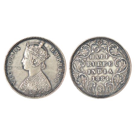 Victoria Empress, silver ½ rupee, 1884, Bombay mint, A/II/no dot, PR 293. Good very fine, 