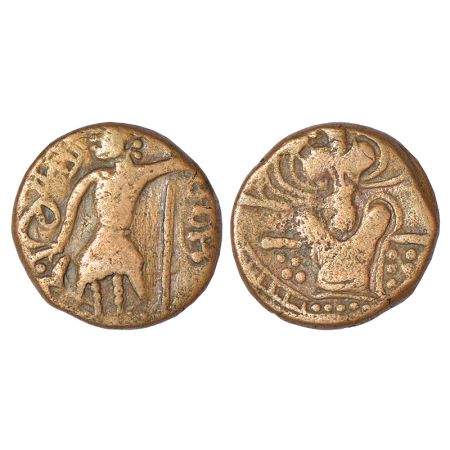 Alchons /White Huns - copper coin of Mihirakula (c.515-530 AD), Taxila/Kashmir type, MAC 3