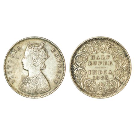 Victoria Empress, silver ½ rupee, 1885, Calcutta mint, A/I/C incused, PR 269. Extremely fi