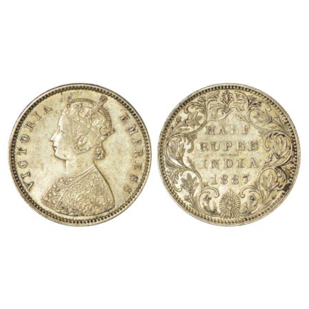 Victoria Empress, silver ½ rupee, 1887, Bombay mint, A/II/B raised, PR 296. Extremely fine