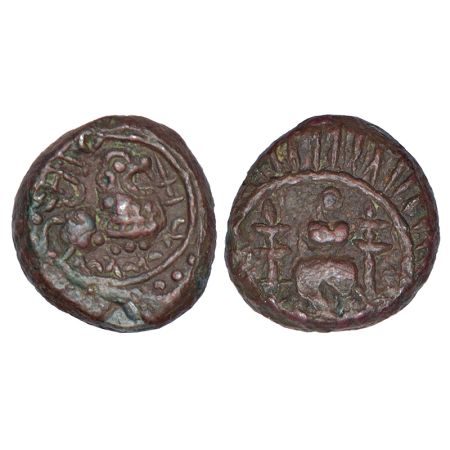 Eastern Chalukyas of Vengi, 'Vishnukundin' type copper coin, after Vishnuvardhana I alias 