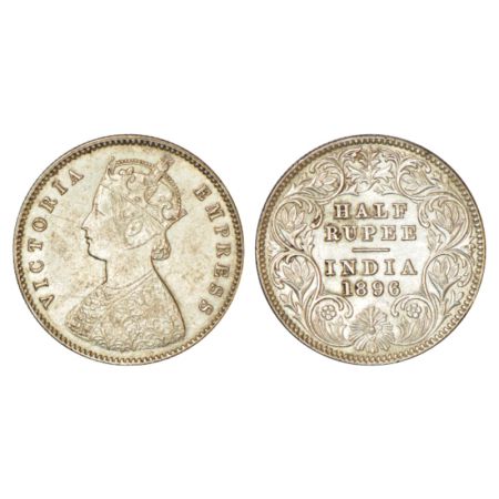 Victoria Empress, silver ½ rupee, 1896, Calcutta mint, A/I/C incused, PR 279. About extrem