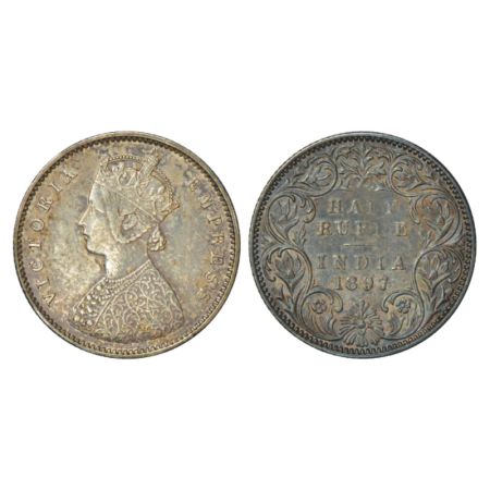 Victoria Empress, silver ½ rupee, 1897, Bombay mint, A/I/B incused, PR 305. Good very fine