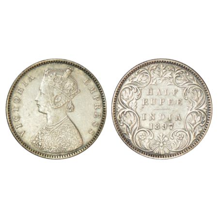 Victoria Empress, silver ½ rupee, 1897, Bombay mint, A/I/B incused, PR 305. Good very fine