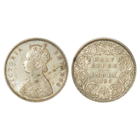 Victoria Empress, silver ½ rupee, 1898, Calcutta mint, A/I/C incused, PR 280. About uncirc