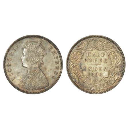 Victoria Empress, silver ½ rupee, 1898, Calcutta mint, A/I/C incused, PR 280. Extremely fi
