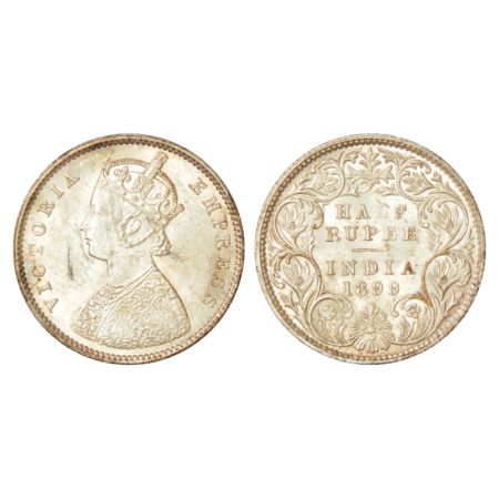 Victoria Empress, silver ½ rupee, 1899, Bombay mint, A/I/B incused (inverted), PR 307; GK 