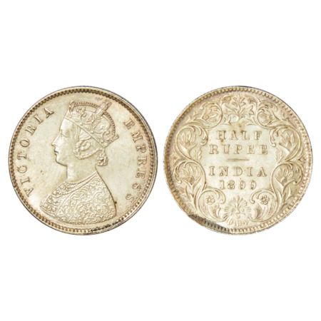 Victoria Empress, silver ½ rupee, 1899, Bombay mint, A/I/B incused (inverted), PR 307; GK 