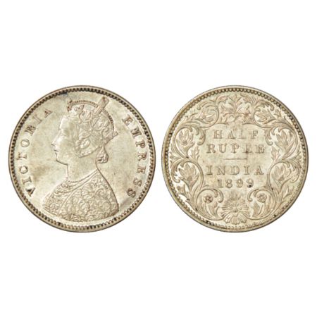 Victoria Empress, silver ½ rupee, 1899, Bombay mint, A/I/B incused (inverted), PR 307; GK 