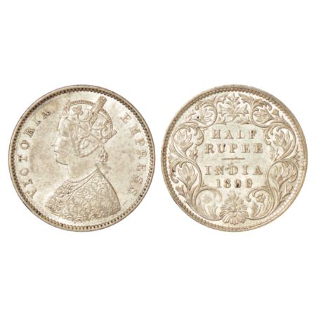 Victoria Empress, silver ½ rupee, 1899, Bombay mint, A/I/B incused (inverted), PR 307; GK 