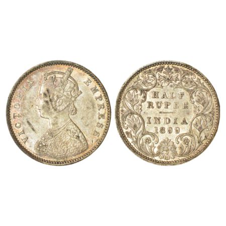 Victoria Empress, silver ½ rupee, 1899, Bombay mint, A/I/'B' incused (inverted), PR 307; G