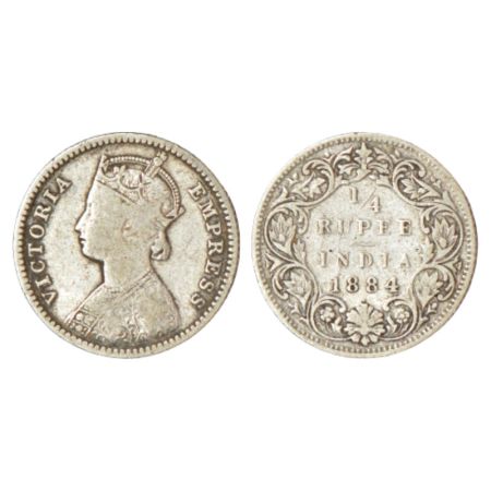 Victoria Empress, silver ¼ rupee, 1884, Bombay mint, B/I/B raised and dot, unlisted in PR.