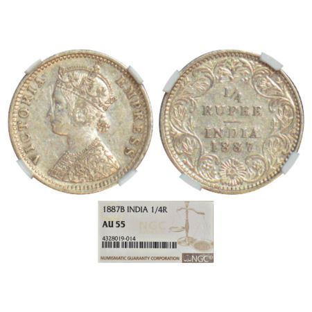 Victoria Empress, silver ¼ rupee, 1887, Bombay mint, C(i)/II/'B' raised, PR 420; GK 708. N