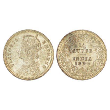 Victoria Empress, silver ¼ rupee, 1896, Calcutta mint, C/II/C incused, PR 400. Extremely f