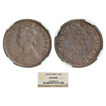 Victoria Empress, copper ¼ anna, 1879, Calcutta mint, B/II/'C' incused, PR 613; GK 831. NG
