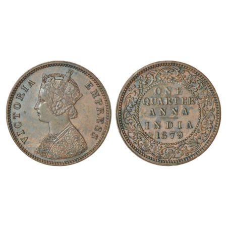 Victoria Empress, copper ¼ anna, 1879, Calcutta mint, B/II/'C' incused, PR 613; GK 831, 6.