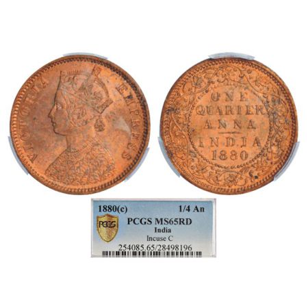 Victoria Empress, copper ¼ anna, 1880, Calcutta mint, B/II/'C' incused, PR 614; GK 833. PC