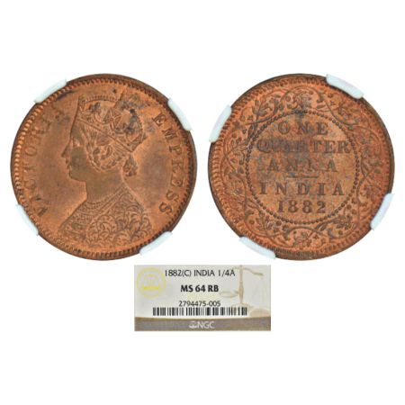 Victoria Empress, copper ¼ anna, 1882, Calcutta mint, B/II/'C' incused, PR 615; GK 835. NG