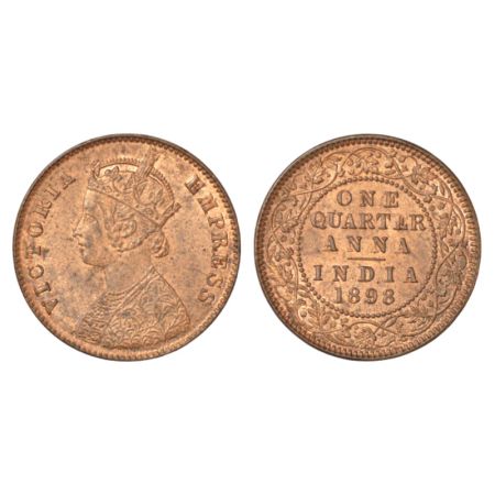 Victoria Empress, copper ¼ anna, 1898, Calcutta mint, B/II/no mm, PR 631; GK 857. Uncircul