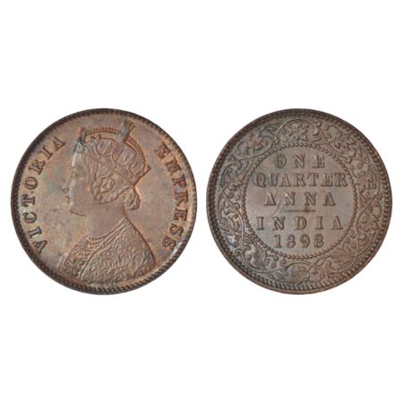 Victoria Empress, copper ¼ anna, 1898, Calcutta mint, B/II/no mm, PR 631; GK 857. Uncircul