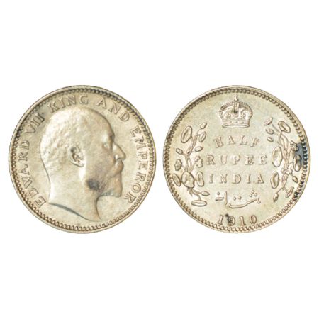 Edward VII, silver ½ rupee, 1910, Calcutta mint, no mm, PR 314; GK 971, 5.80g. Extremely f
