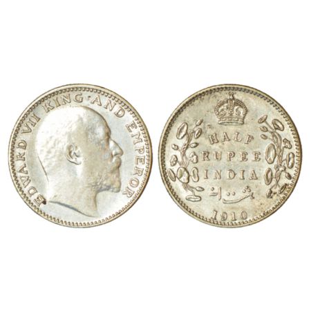 Edward VII, silver ½ rupee, 1910, Bombay mint, 'B' incused, dot, PR 317; GK 970, 5.83g. Ab