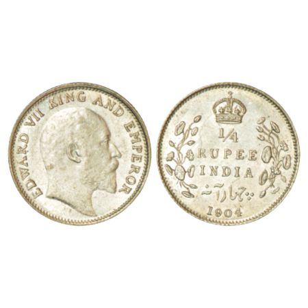 Edward VII, silver ¼ rupee, 1904, Calcutta mint, no mm, PR 433; GK 973, 2.93g. Brilliant u