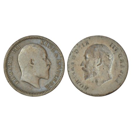 Edward VII, copper ¼ anna, ND (1903-1910 AD), Calcutta mint, obverse part brockage (Lakhi)