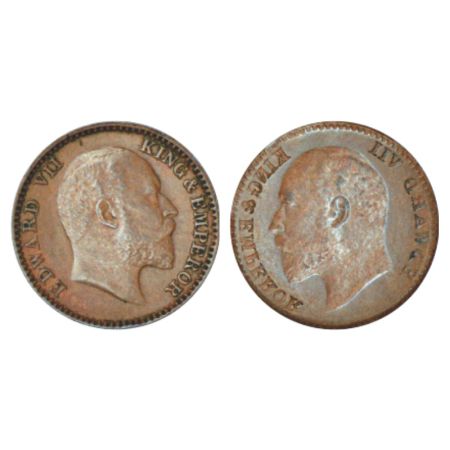 Edward VII, copper 1/12 anna, ND (1903-1910 AD), Calcutta mint, obverse part brockage (Lak