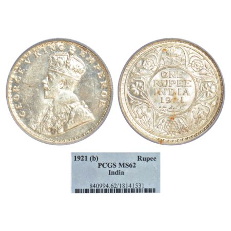 George V, silver rupee, 1921, Bombay mint, dot, PR 227; GK 1043. PCGS graded MS62, Rare.