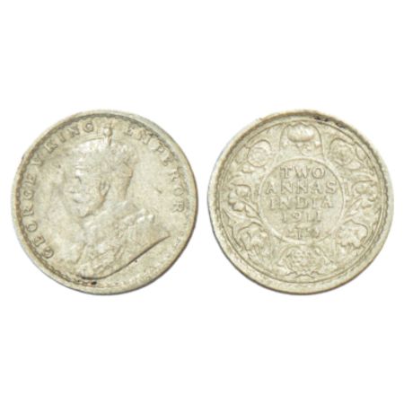 George V, silver 2 annas, 1911, Calcutta mint, no dot, pig type, PR 564; GK 1107, 1.41g. V