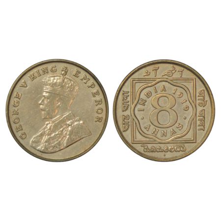 George V, cupro-nickel 8 annas, 1919, Bombay mint, dot, PR 872; GK 1078, 7.79g. Uncirculat