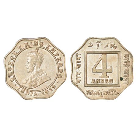 George V, cupro-nickel 4 annas, 1919, Bombay mint, dot, PR 877; GK 1102, 6.76g. Uncirculat