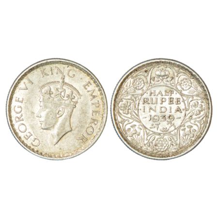 George VI, silver ½ rupee, 1939, Calcutta mint, A(a)/I, no dot, head type 'II', PR 364; GK