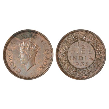 George VI, copper ½ pice, 1938, Calcutta mint, unlisted in PR; GK 1449. Extremely fine, Ve