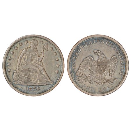 United States of America, silver dollar, 1859, 'O' mintmark. Obv: Seated Liberty, date bel