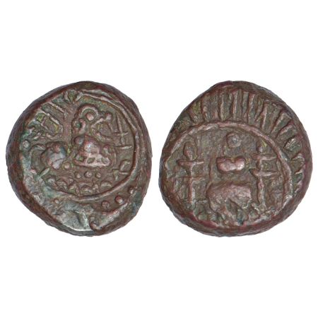 Eastern Chalukyas of Vengi, 'Vishnukundin' type copper coin, after Vishnuvardhana I alias 