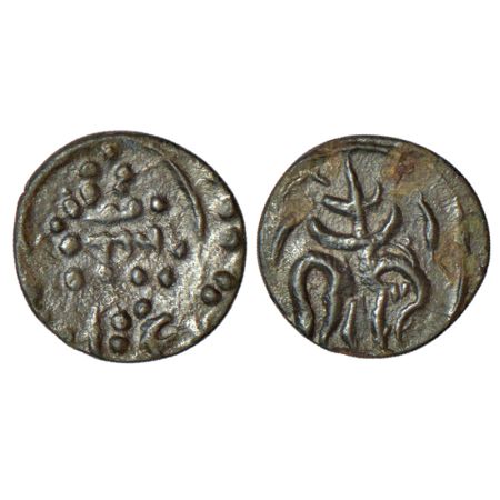 Eastern Chalukyas - uninscribed fractional coin in alloyed copper, (c.700-800 AD), 0.71g. 