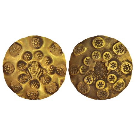 Kakatiyas of Warrangal, Prola I (1052-1076 CE), Gold PMC, One-and-a-Half Gold Gadyana, Nar