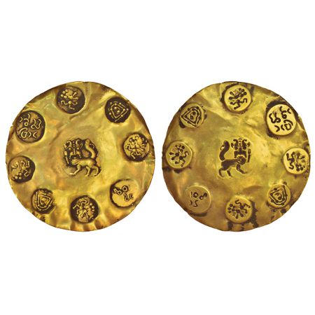 Kakatiyas of Warrangal, Prola I (1052-1076 CE), Gold PMC, One-and-a-Half Gold Gadyana, Sha