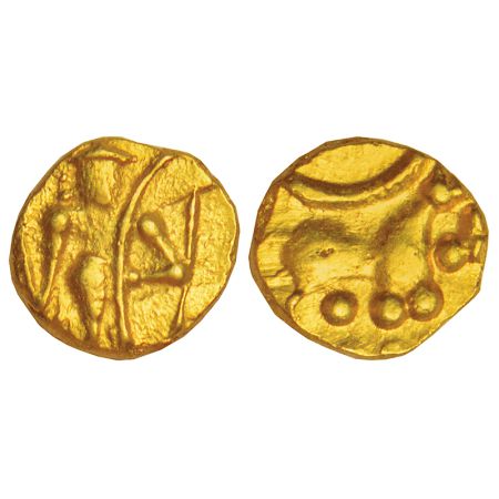 Hoysalas of Dwarasamudra - uninscribed gold fanam attributed to Vishnuvardhana II Bittiga 